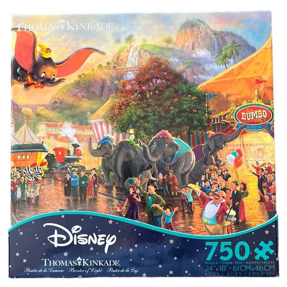 New Ceaco Disney Collection Dumbo Puzzle 750 Piece Thomas Kinkade Sealed - Picture 1 of 8